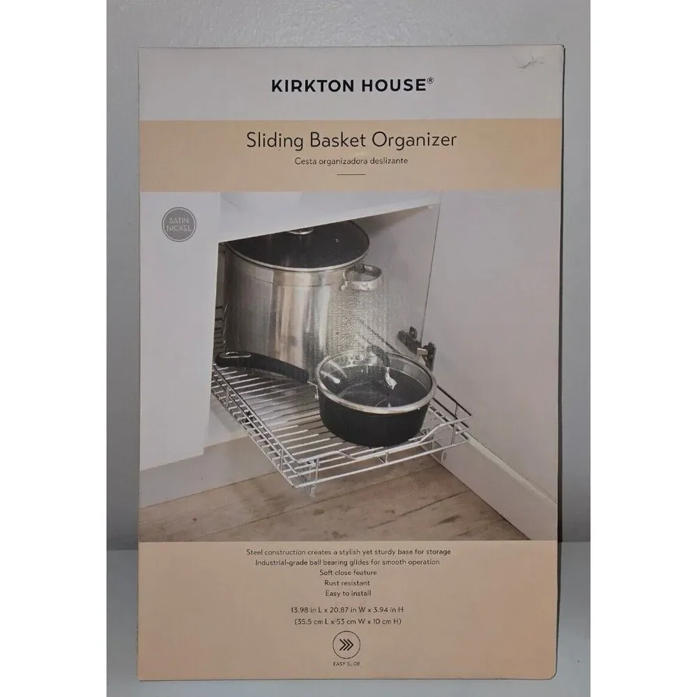 Kirkton House Sliding Basket Organizer Satin Nickel New 13.98 X 20.87 X 3.94
